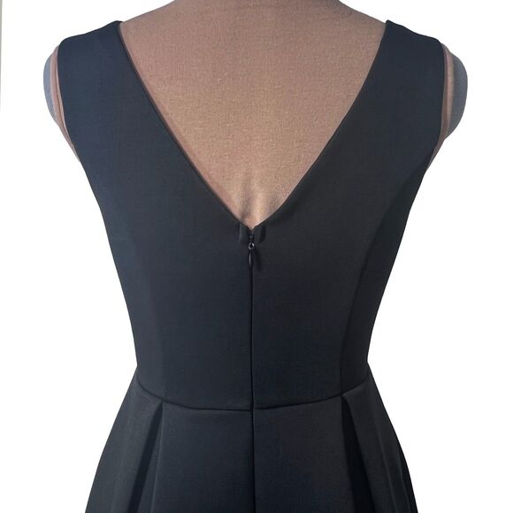 Desertcart Belize Double V-Neck Box Pleat Solid Ponte Black Party Dress - Picture 9 of 12